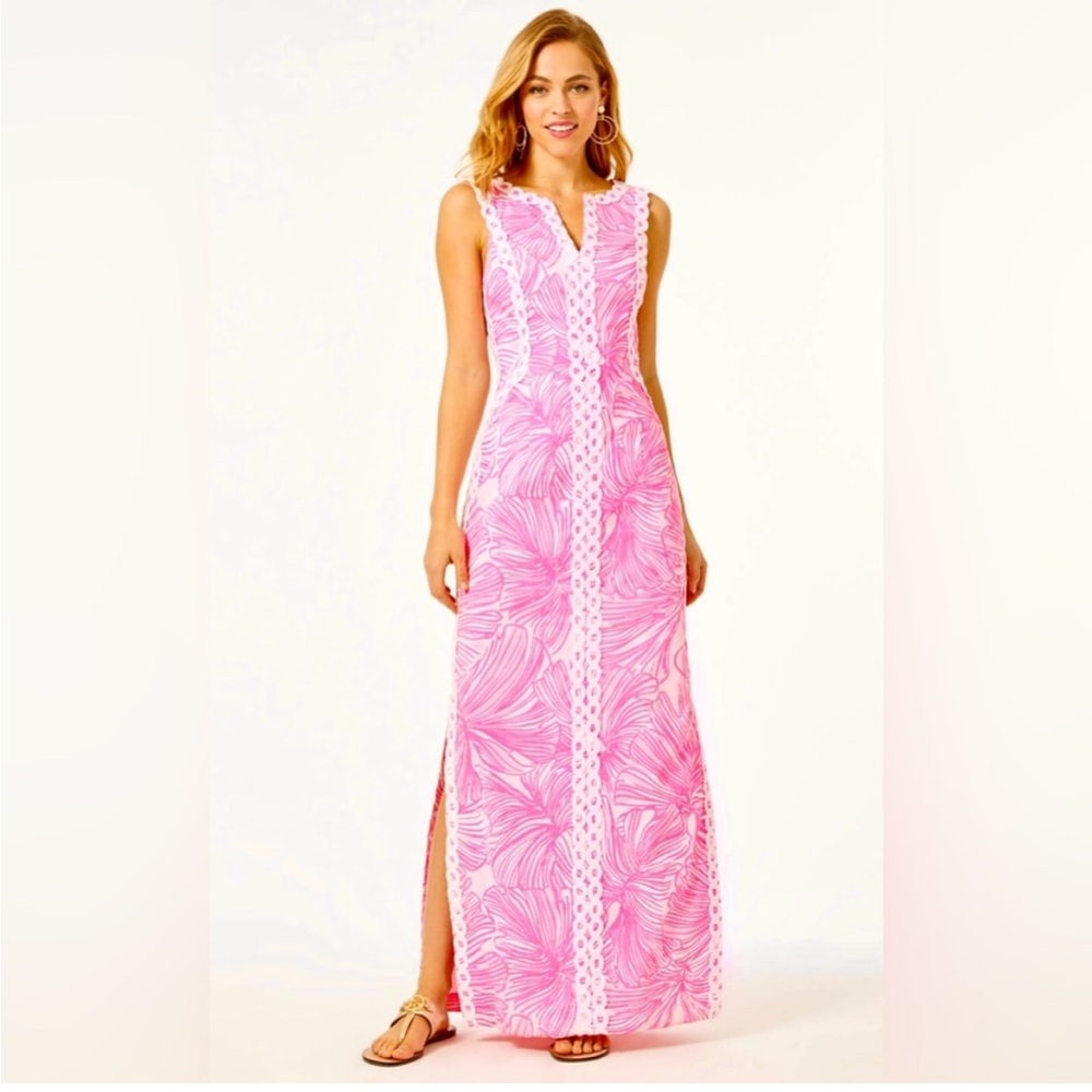 DISO**** (do not buy!!!) Daise Stretch Shift Prosecco Pink Fronds